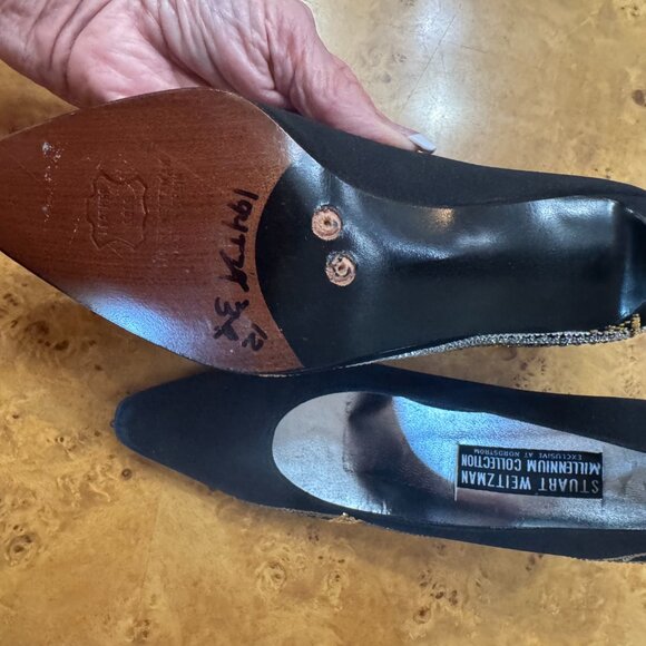 NEW Stuart Weitzman Unique Black Crystal Y2K Pumps sz 8 - Picture 7 of 7